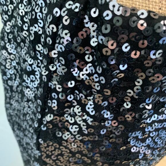 New Chaser sequin skirt midi stretch black side slit ruched Swiftie party goth - Picture 14 of 16